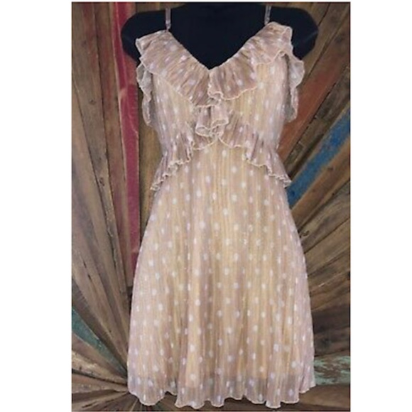 House of Harlow 1960 Dresses & Skirts - House of Harlow 1960 x Revolve polka dot silver babydoll ruffled mini Dress XXS